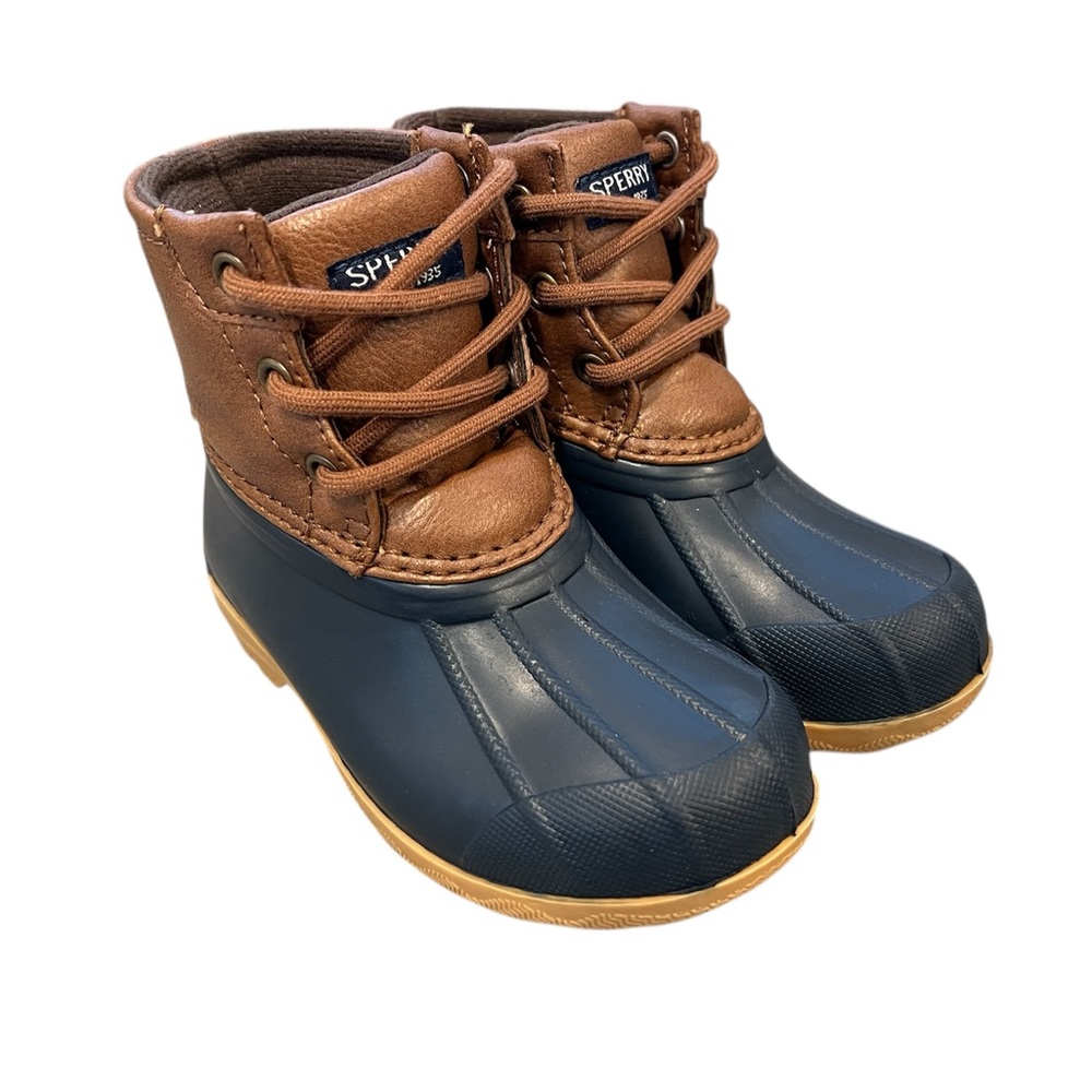 Sperry Kids Brown and Blue Rain Boots